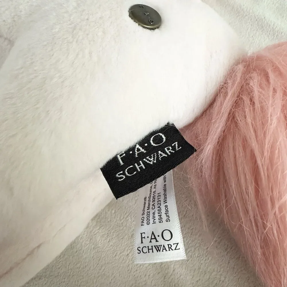 FAO Schwarz Unicorn Horse Plush White Pink Flowers 12” Stuffed Animal Pony 2022